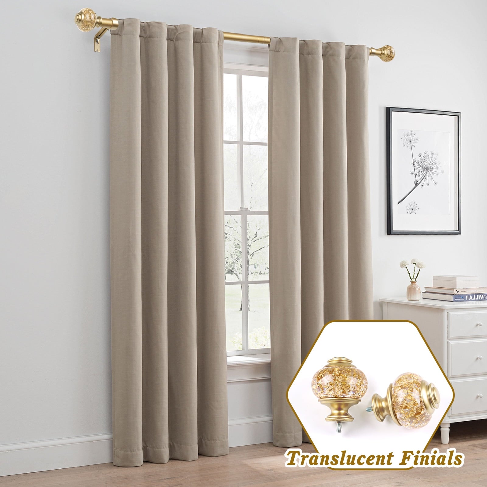 Vinmora™ KAMANINA 7/8" Adjustable Single Curtain Rod with Translucent - Premium Curtain & Window Hardware by Vinmora™
