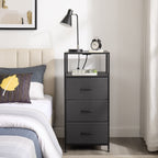 Vinmora™ 3 Drawer Fabric Nightstand with USB, Grey - Premium Bedding & Home by Vinmora™