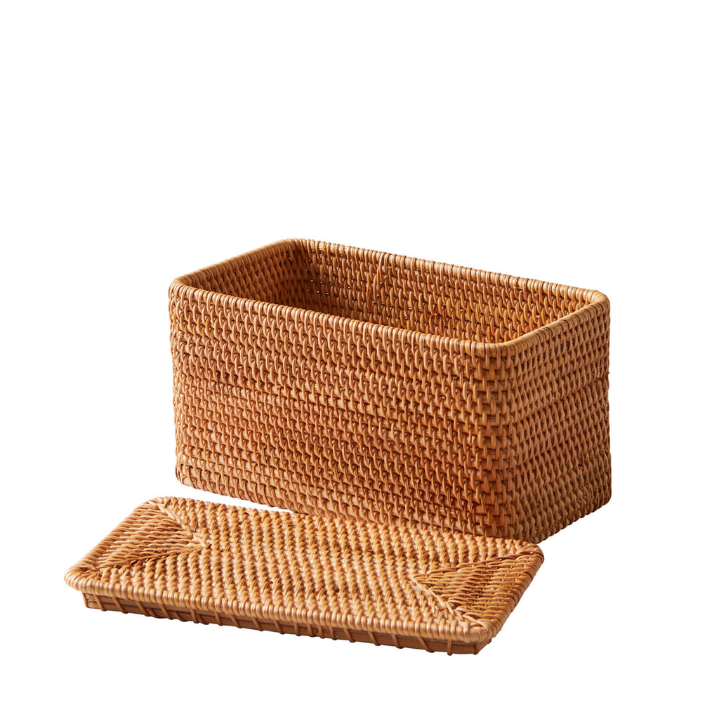 Vinmora™ Brown Rattan Organizer Basket with Lid - Premium Bedding & Home by Vinmora™