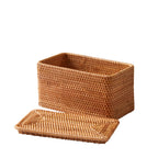 Vinmora™ Brown Rattan Organizer Basket with Lid - Premium Bedding & Home by Vinmora™