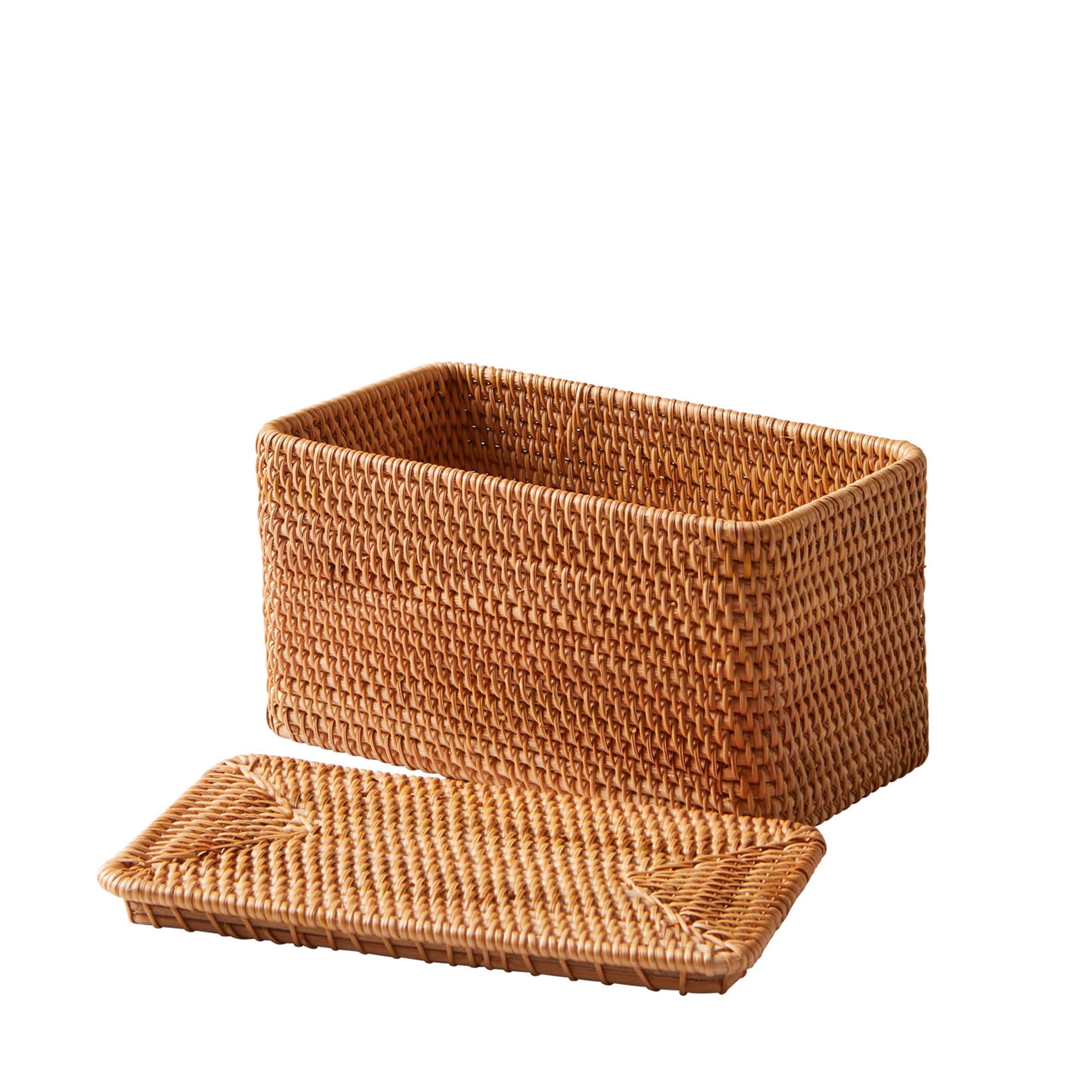 Vinmora™ Brown Rattan Organizer Basket with Lid - Premium Bedding & Home by Vinmora™