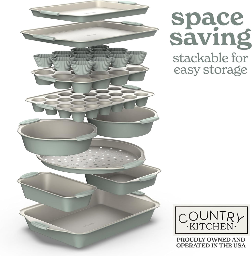 Vinmora™ Country Kitchen Bakeware Set, 10-Piece Nonstick Stackable Baking - Premium Kitchen Appliance by Vinmora™