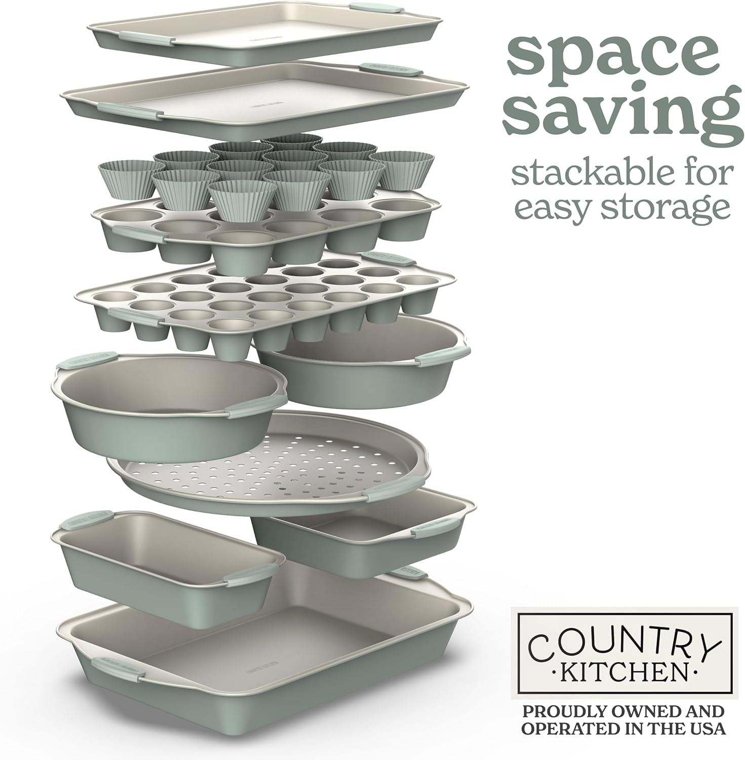 Vinmora™ Country Kitchen Bakeware Set, 10-Piece Nonstick Stackable Baking - Premium Kitchen Appliance by Vinmora™