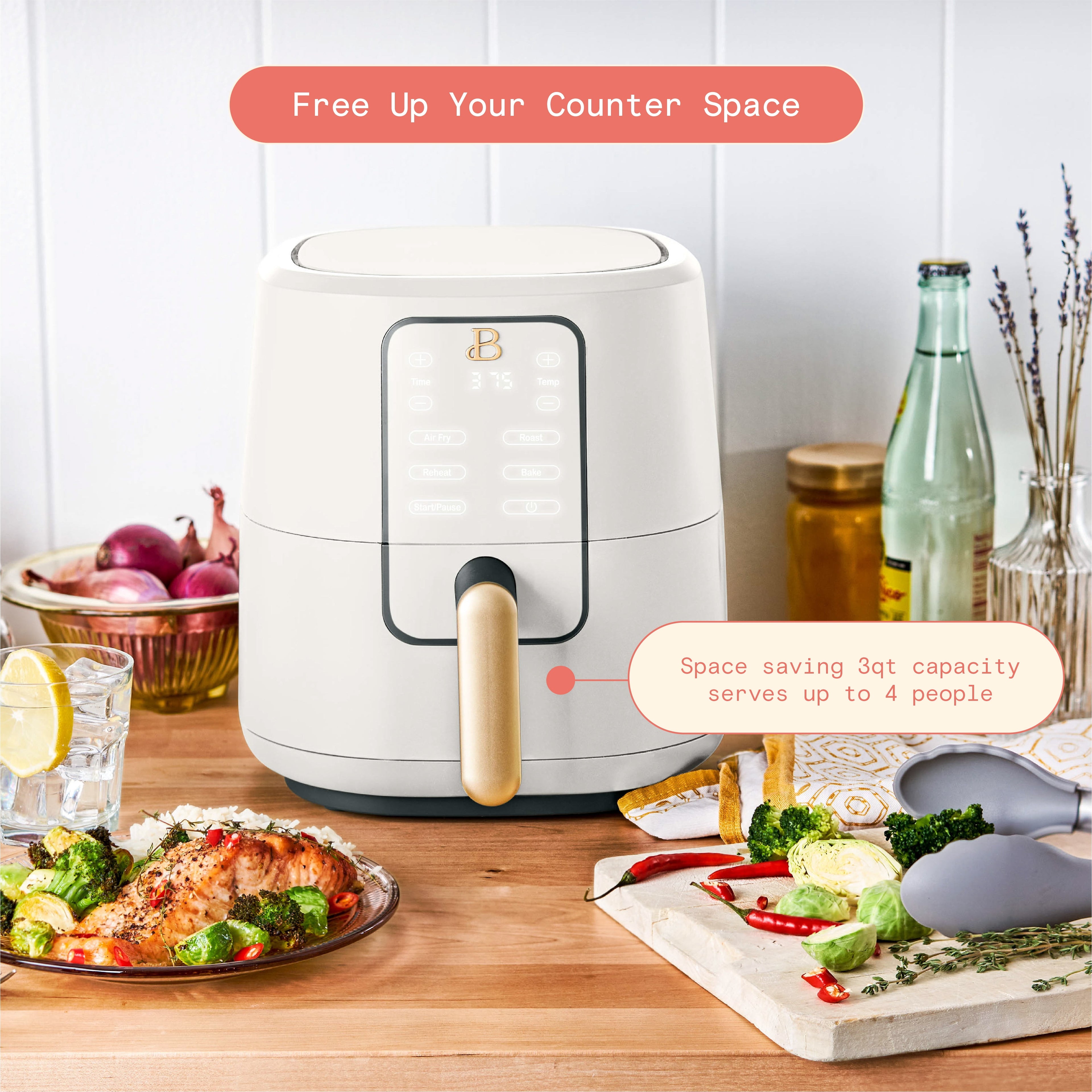 Vinmora™ 3 Qt Air Fryer with TurboCrisp Technology, EverGood - Premium Kitchen Appliance by Vinmora™