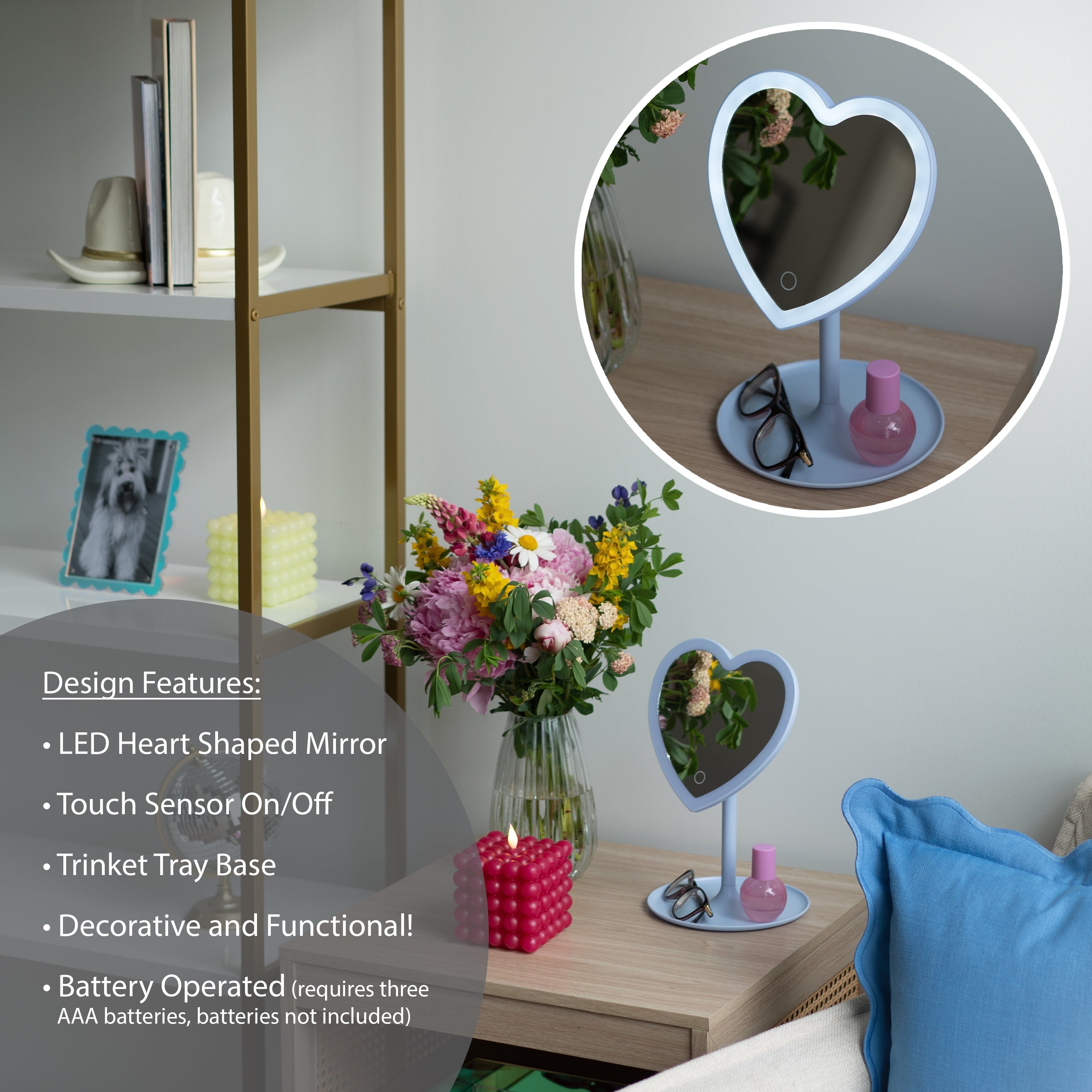 Vinmora™ 11.26" Tall Light Blue Plastic Frame Tabletop Heart - Premium Bedding & Home by Vinmora™