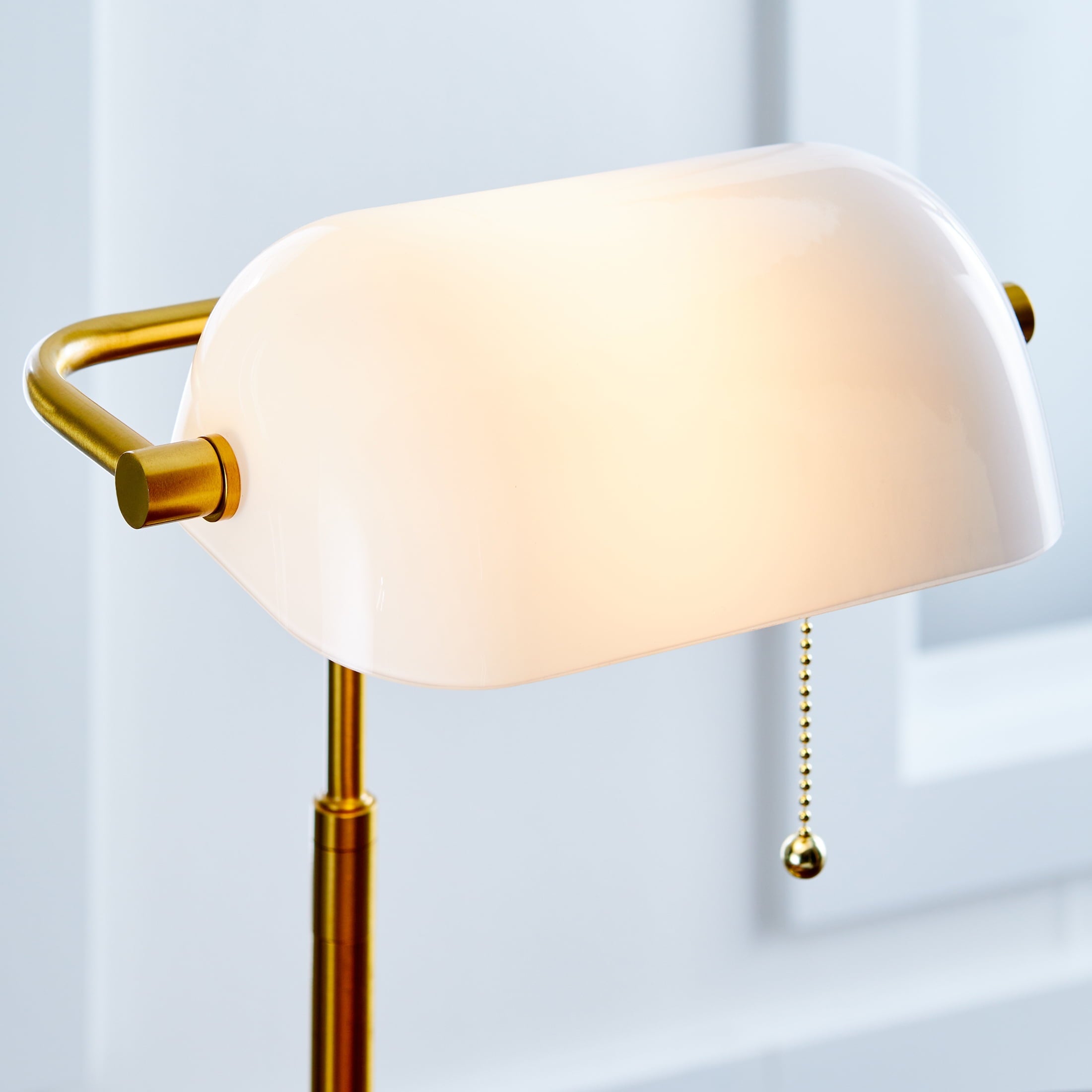 Vinmora™ 19" Gold/White Modern Glass Banker Desk Lamp - Premium Bedding & Home by Vinmora™