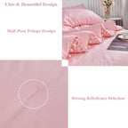 Vinmora™ RYNGHIPY Pink Full Size Comforter Set Pom Fringe - Premium Comforter Set by Vinmora™