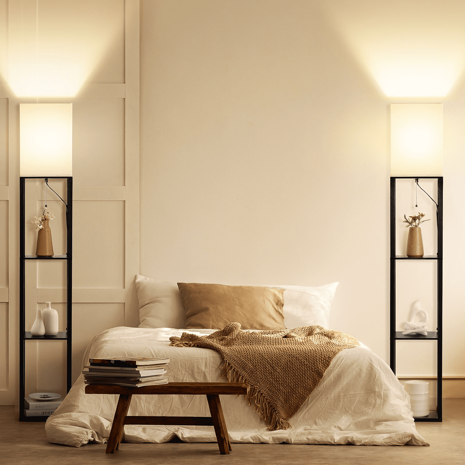 Vinmora™ SUNMORY 63'' Floor Lamps with Shelves, Home Standing - Premium Bedding & Home by Vinmora™