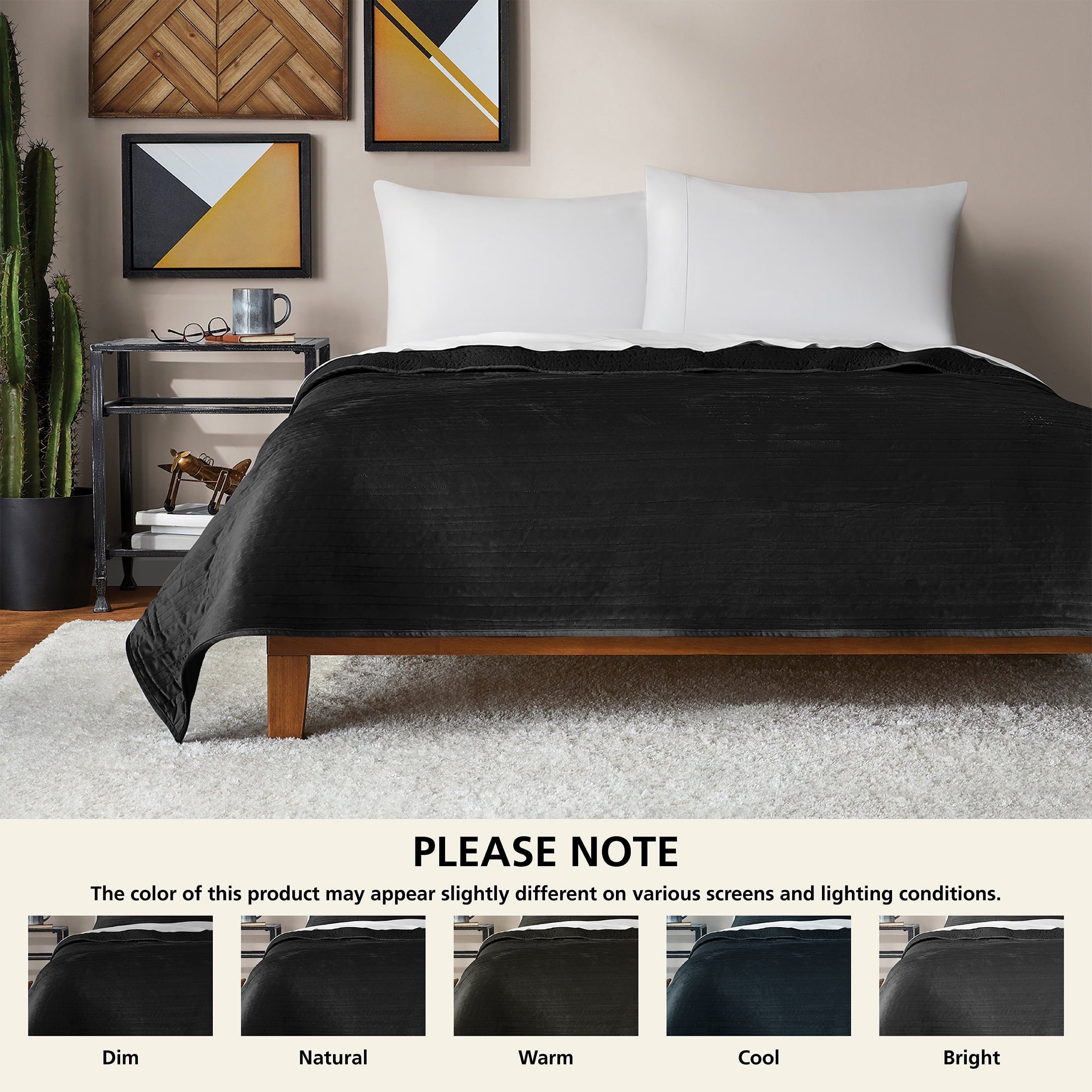 Vinmora™ Soft Velvet Quilt, Full/Queen, Rich Black, Soft & - Premium Comforter Set by Vinmora™