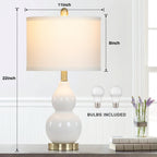 Vinmora™ Cinkeda Double Gourd Ceramic Table Lamps Set of - Premium Bedding & Home by Vinmora™