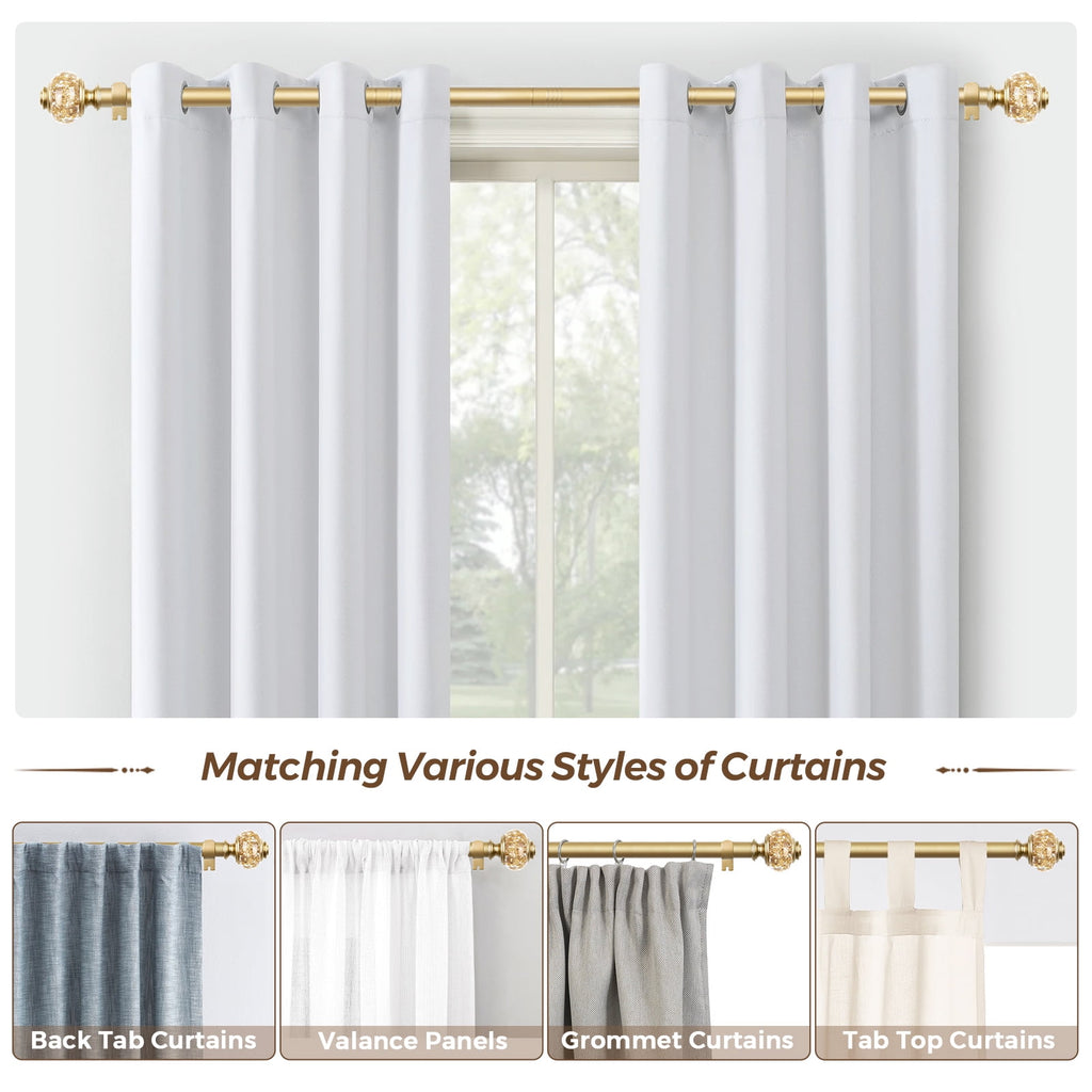 Vinmora™ KAMANINA 7/8" Adjustable Single Curtain Rod with Translucent - Premium Curtain & Window Hardware by Vinmora™