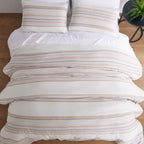 Vinmora™ 3-Piece Red Yarn Dye Stripe Comforter Set, Full/Queen - Premium Comforter Set by Vinmora™