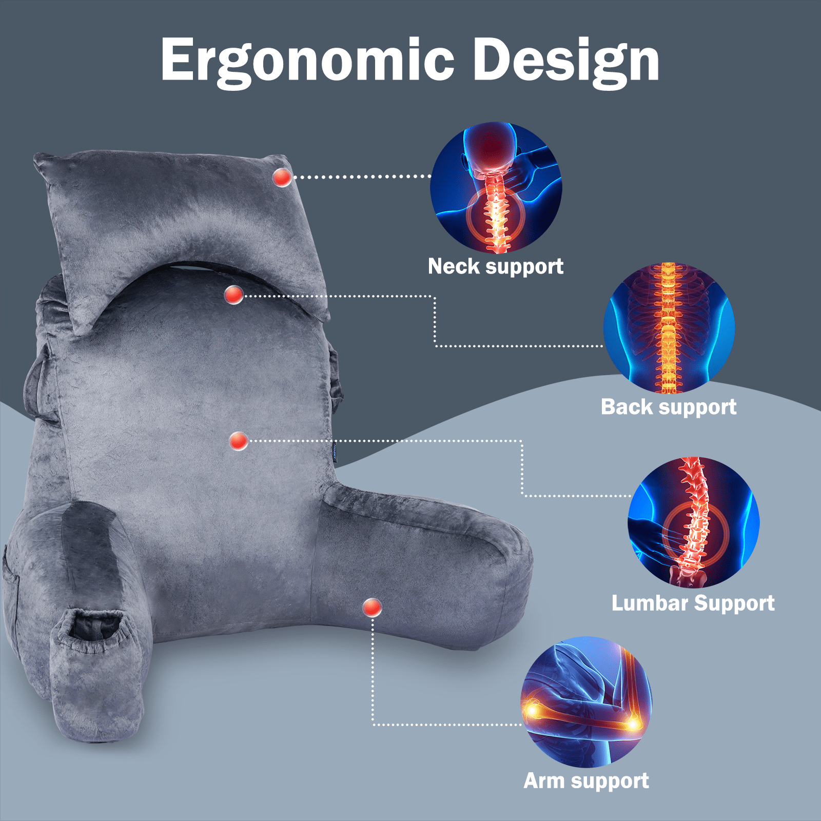 Vinmora™ VAVSEA Reading Pillow, Extra Large 31" Backrest Pillow - Premium Pillow by Vinmora™