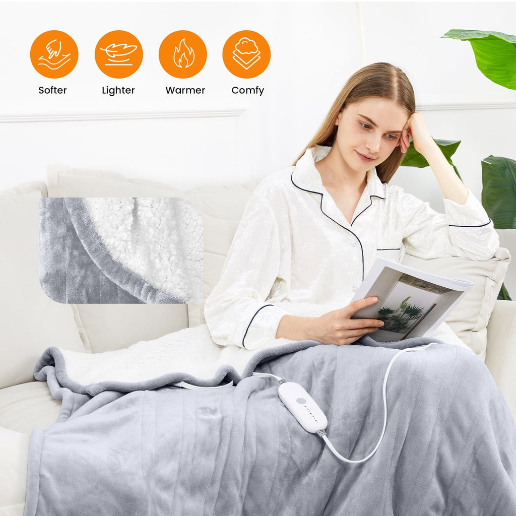 Vinmora™ WISHEAD Electric Heated Blanket Throw Soft Flannel & - Premium Blankets & Throws by Vinmora™