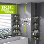 Vinmora™ LazySpin 4-Tier Corner Shower Caddy Tension Pole, Fits - Premium Bedding & Home by Vinmora™