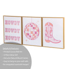 Vinmora™ 3 Pc Set Pink Western Theme Wall Art - Premium Bedding & Home by Vinmora™