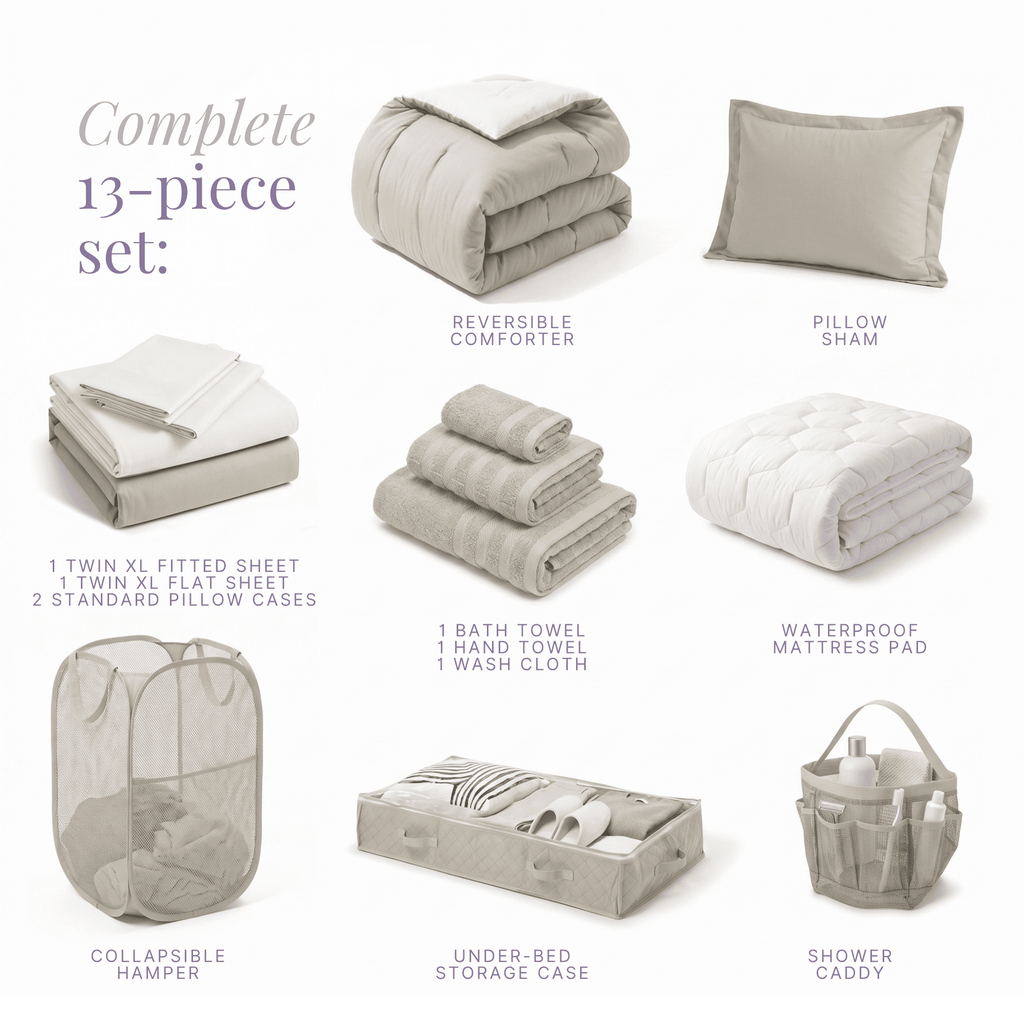 Vinmora™ Virtu Back to College Dorm Room Essentials, Twin - Premium Comforter Set by Vinmora™