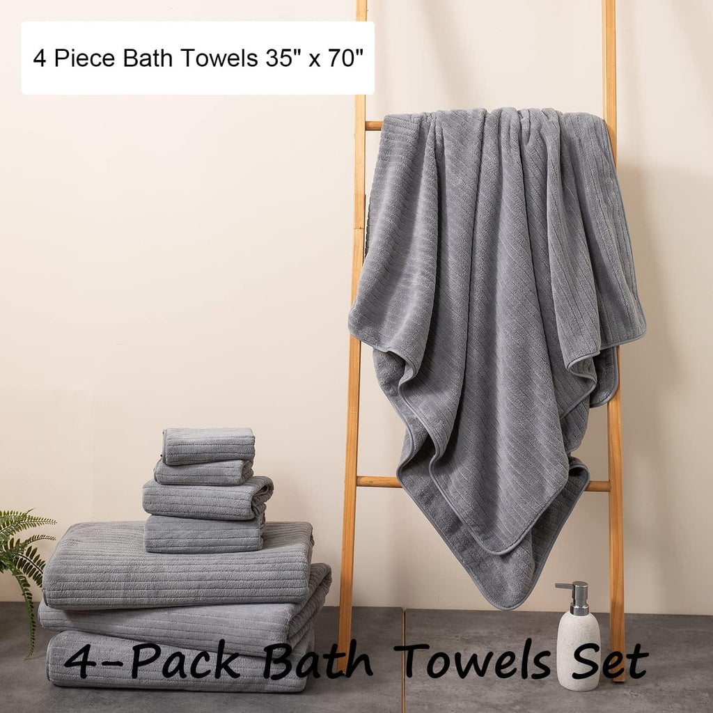 Vinmora™ Jessy Home 4 Pack Dark Gray Stripe Large - Premium Sheet Set by Vinmora™