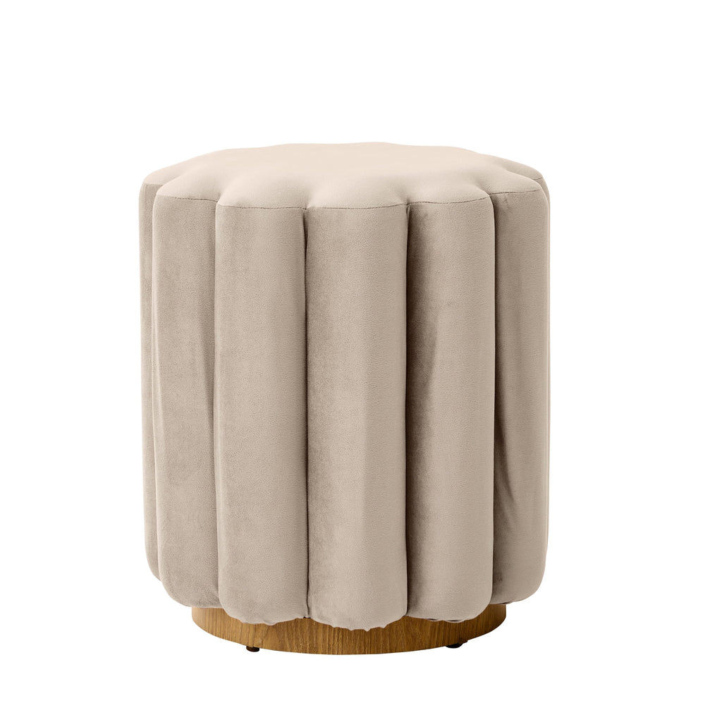 Vinmora™ Lillian Velvet Tufted Ottoman, Beige - Premium Bedding & Home by Vinmora™