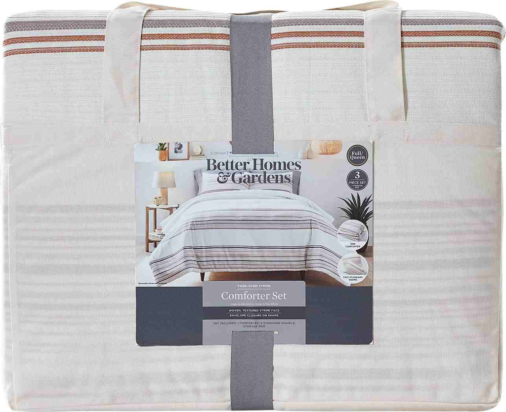 Vinmora™ 3-Piece Red Yarn Dye Stripe Comforter Set, Full/Queen - Premium Comforter Set by Vinmora™