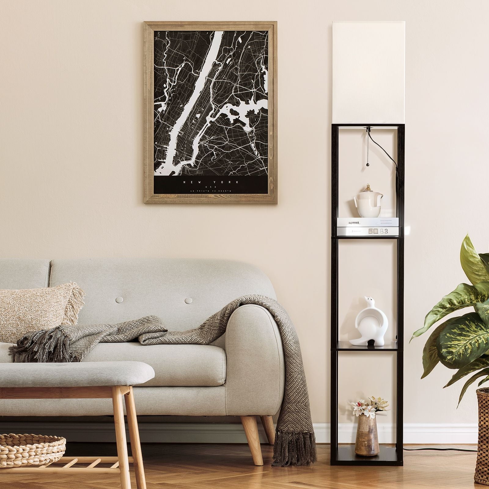 Vinmora™ SUNMORY 63'' Floor Lamps with Shelves, Home Standing - Premium Bedding & Home by Vinmora™