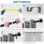 Vinmora™ Single Curtain Rods for Windows 32 to 120 - Premium Curtain & Window Hardware by Vinmora™
