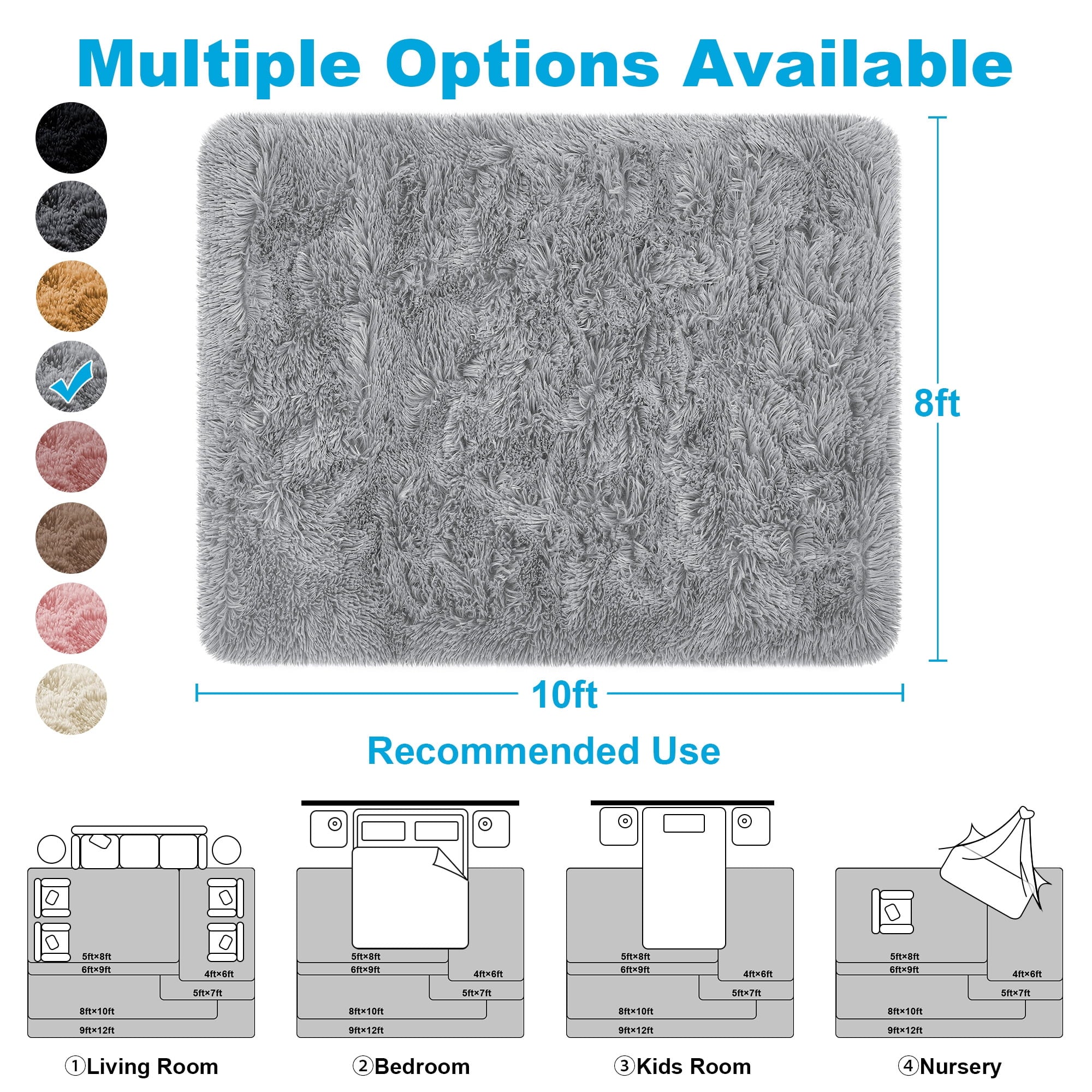 Vinmora™ Nefoso Shag Area Rug 8Ft X 10Ft Soft - Premium Bedding & Home by Vinmora™