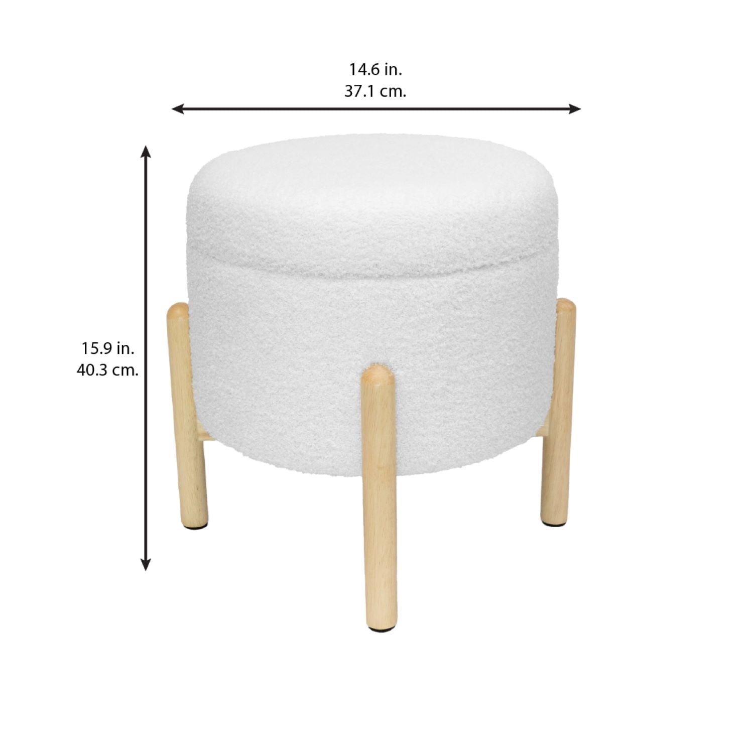 Vinmora™ Modern Dowel Ottoman, Cream Boucle - Premium Bedding & Home by Vinmora™