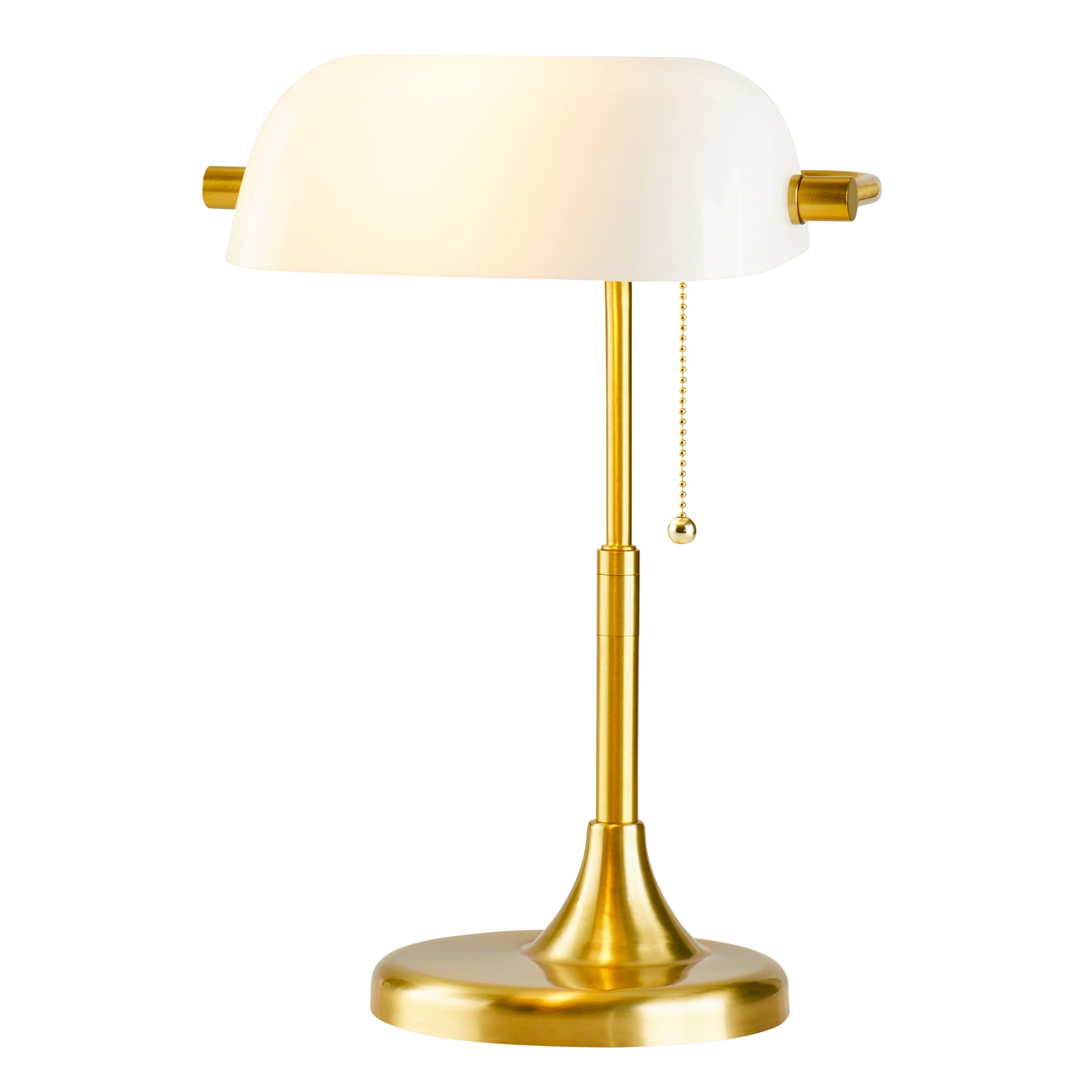 Vinmora™ 19" Gold/White Modern Glass Banker Desk Lamp - Premium Bedding & Home by Vinmora™