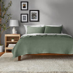 Vinmora™ Garment Washed Stripe Quilt, Full/Queen, Light Green, Soft - Premium Comforter Set by Vinmora™