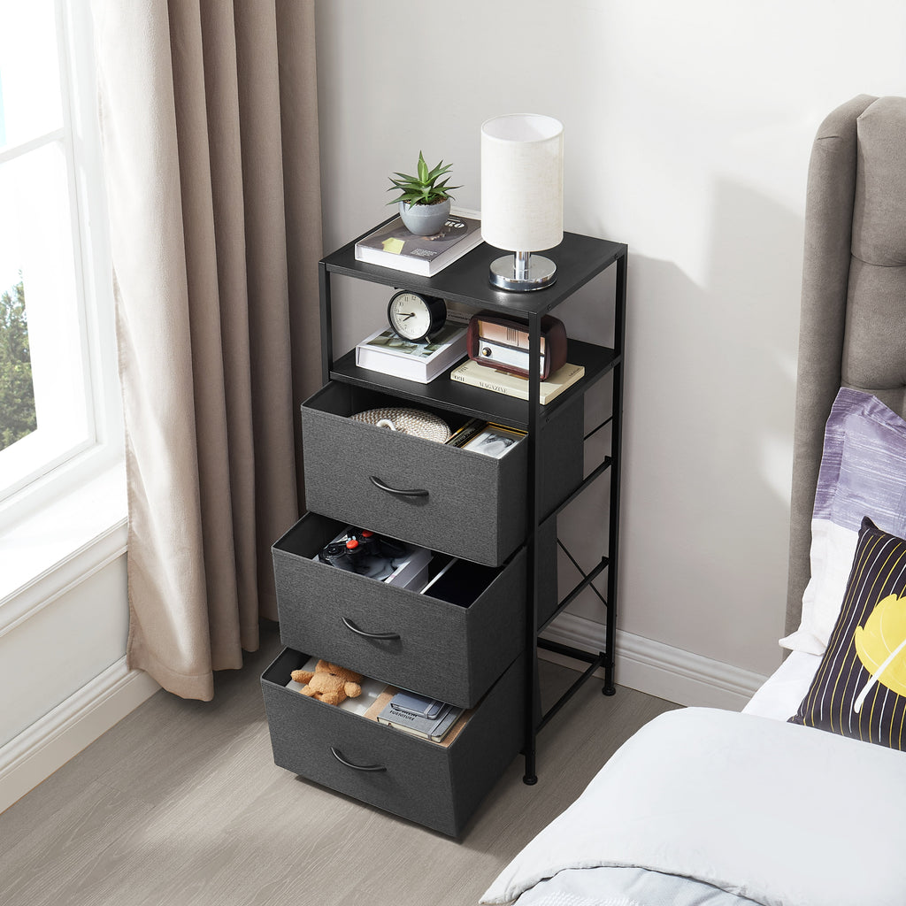 Vinmora™ 3 Drawer Fabric Nightstand with USB, Grey - Premium Bedding & Home by Vinmora™