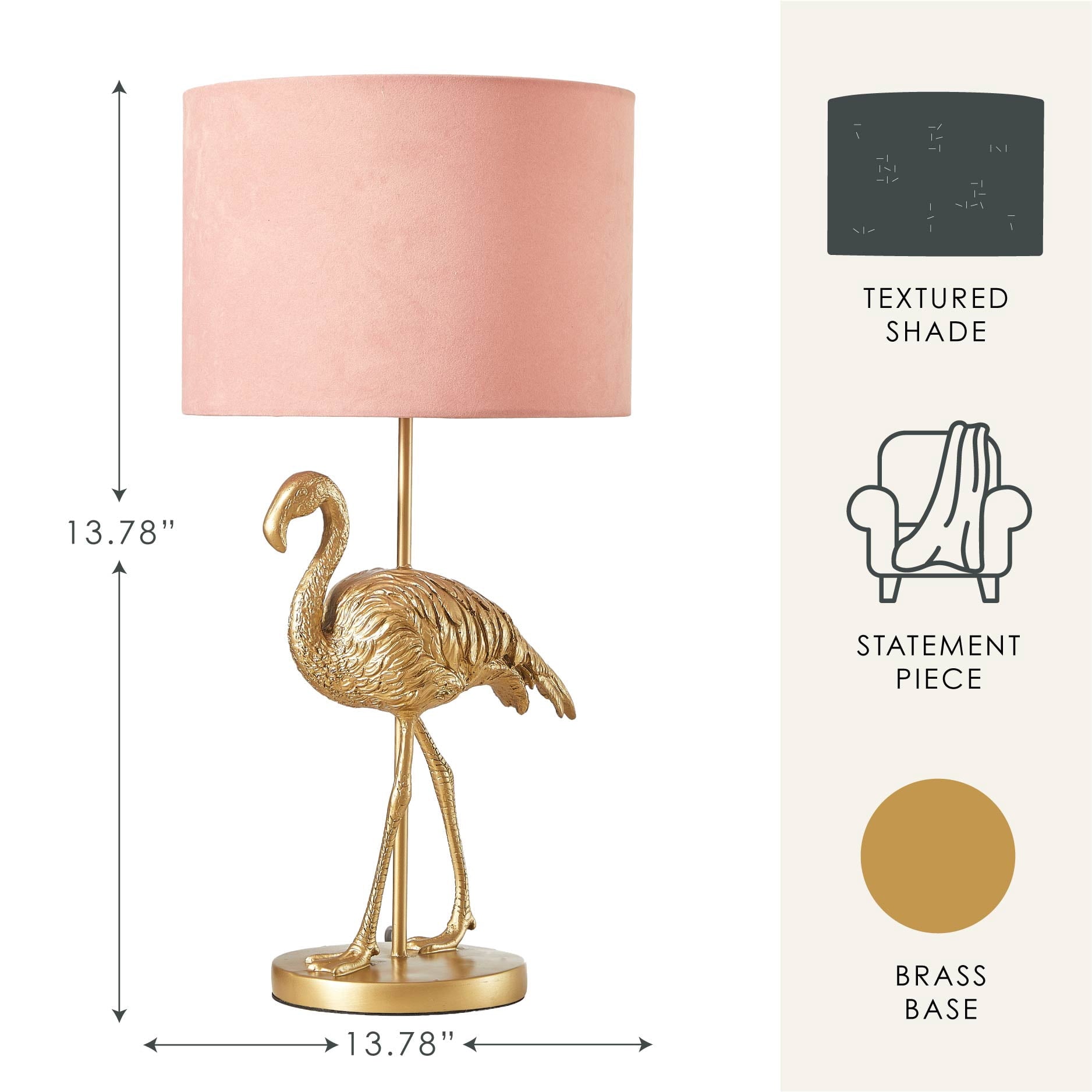 Vinmora™ Home Decor Collection Pink Flamingo Brass Table Lamp - Premium Bedding & Home by Vinmora™