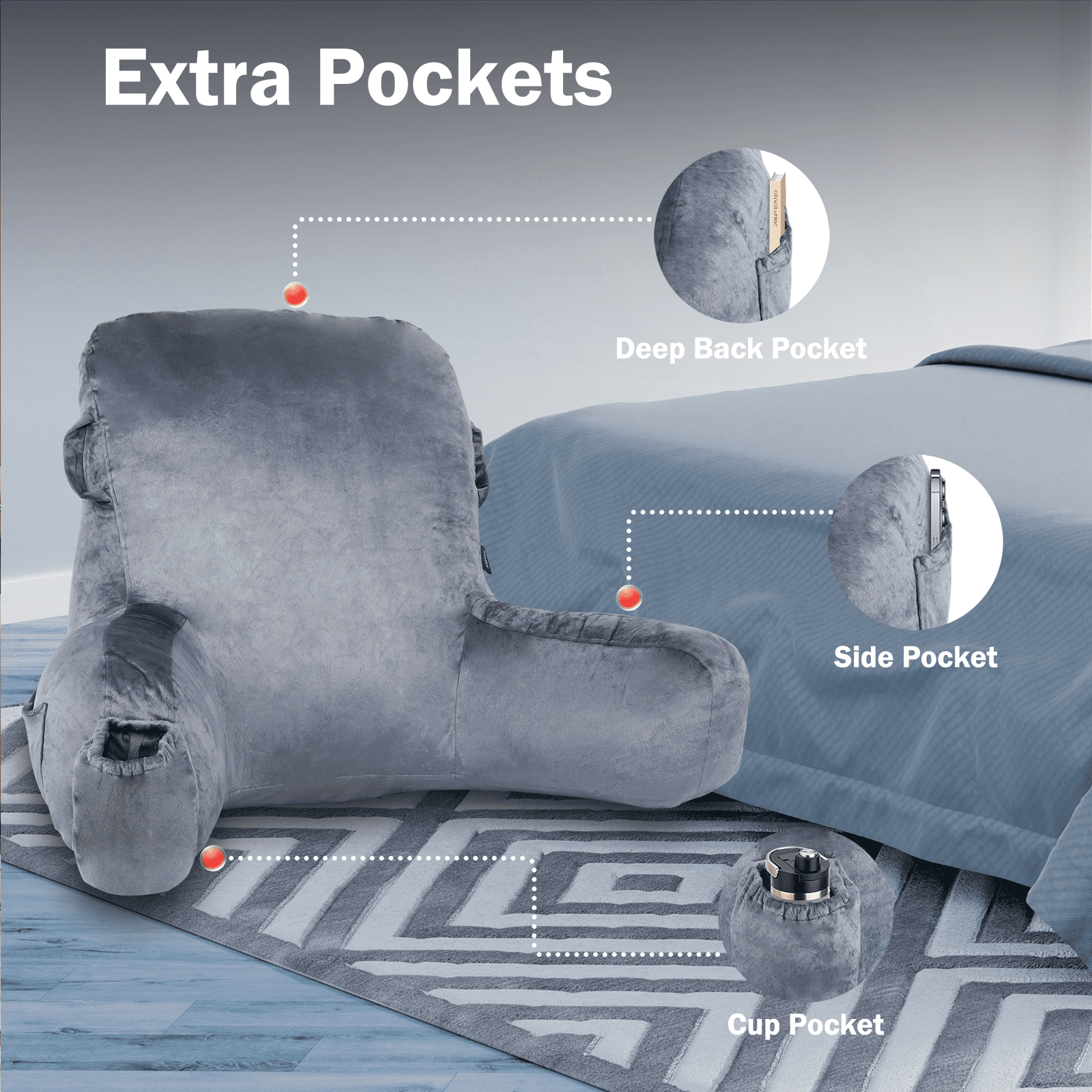 Vinmora™ VAVSEA Reading Pillow, Extra Large 31" Backrest Pillow - Premium Pillow by Vinmora™
