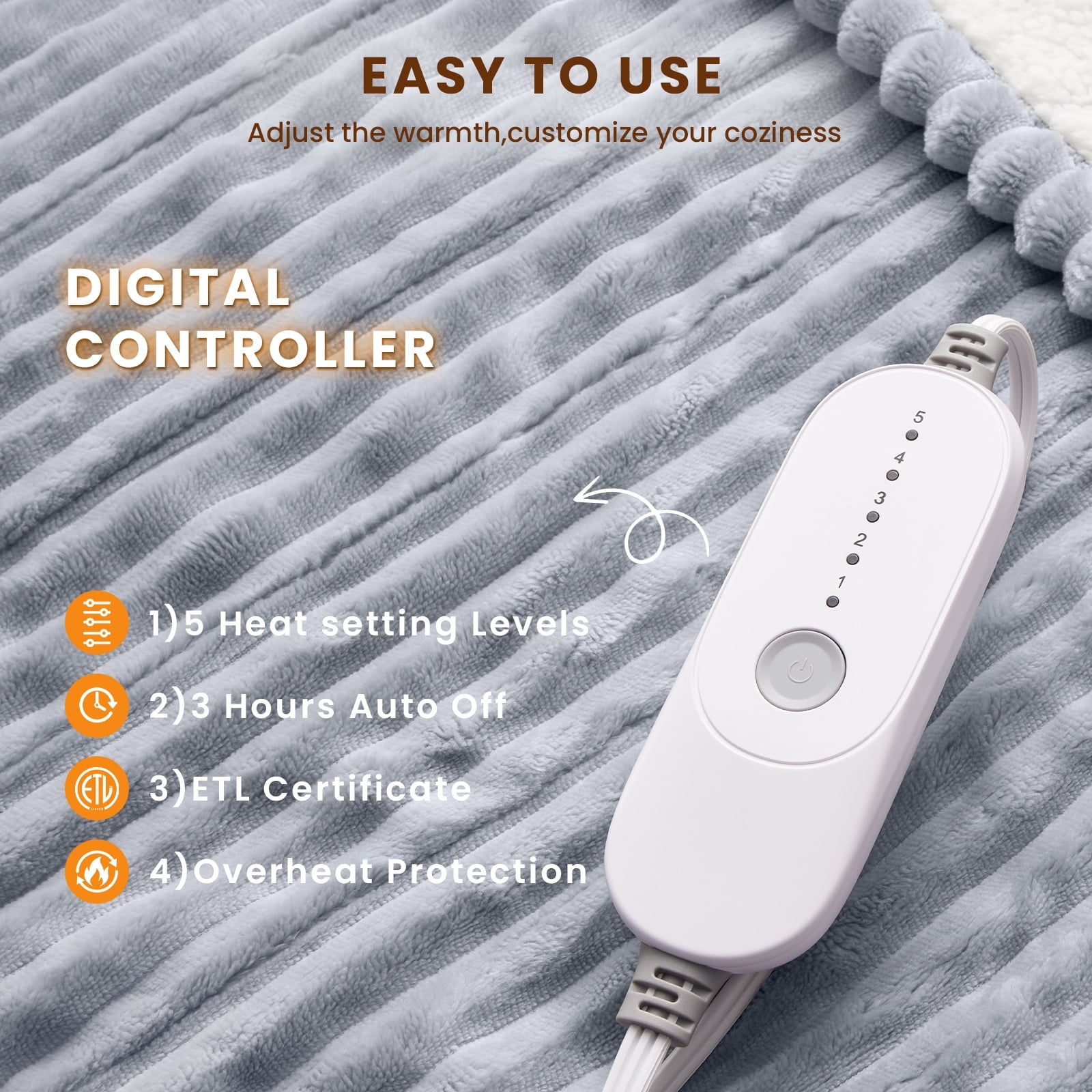 Vinmora™ WISHEAD Electric Heated Blanket Throw Soft Flannel & - Premium Blankets & Throws by Vinmora™