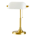 Vinmora™ 19" Gold/White Modern Glass Banker Desk Lamp - Premium Bedding & Home by Vinmora™
