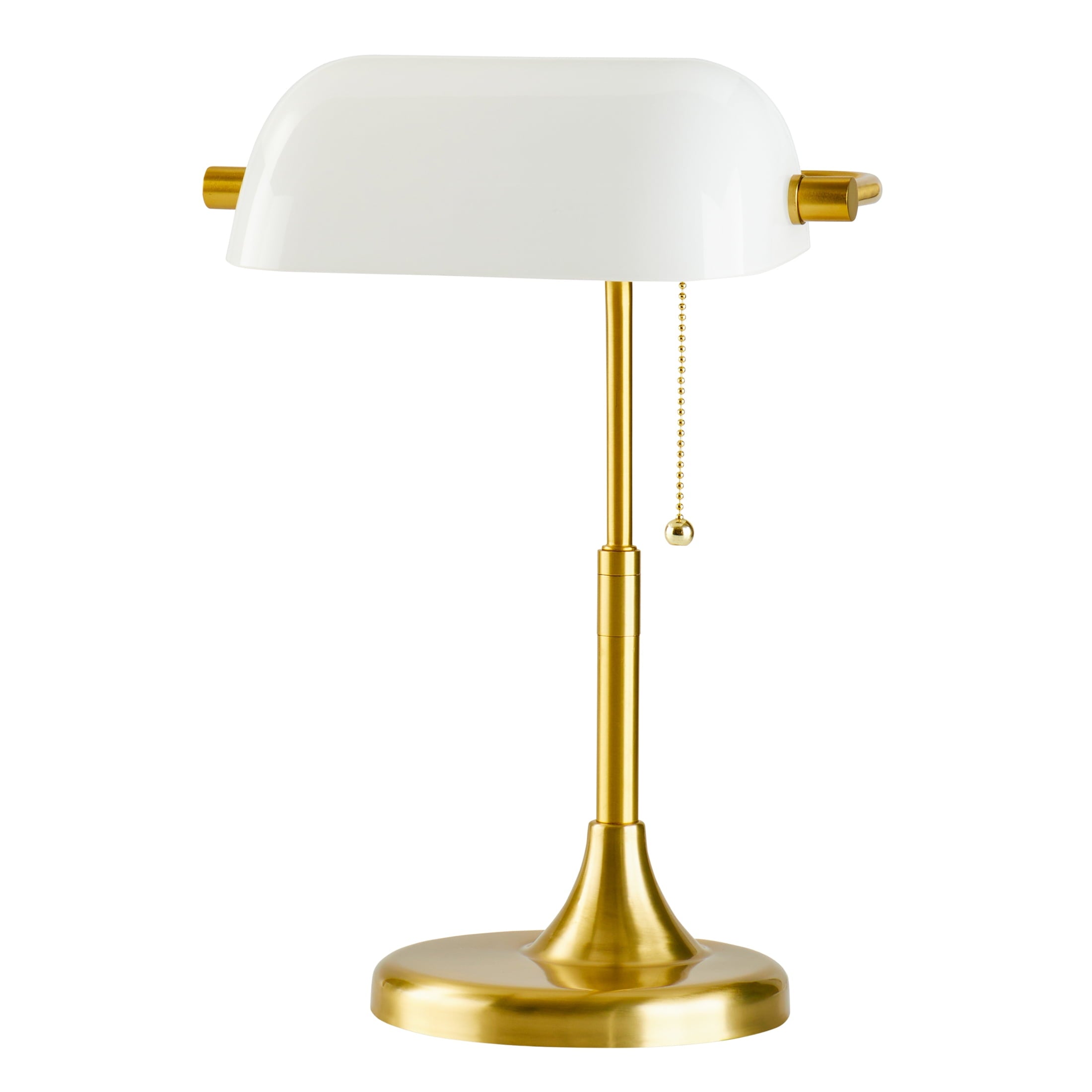 Vinmora™ 19" Gold/White Modern Glass Banker Desk Lamp - Premium Bedding & Home by Vinmora™