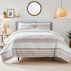 Vinmora™ 3-Piece Red Yarn Dye Stripe Comforter Set, Full/Queen - Premium Comforter Set by Vinmora™