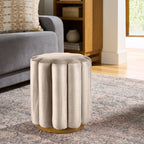 Vinmora™ Lillian Velvet Tufted Ottoman, Beige - Premium Bedding & Home by Vinmora™