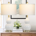 Vinmora™ Cinkeda Double Gourd Ceramic Table Lamps Set of - Premium Bedding & Home by Vinmora™