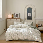 Vinmora™ Floral Duvet Cover Queen Size 100% Cotton Reversible - Premium Comforter Set by Vinmora™