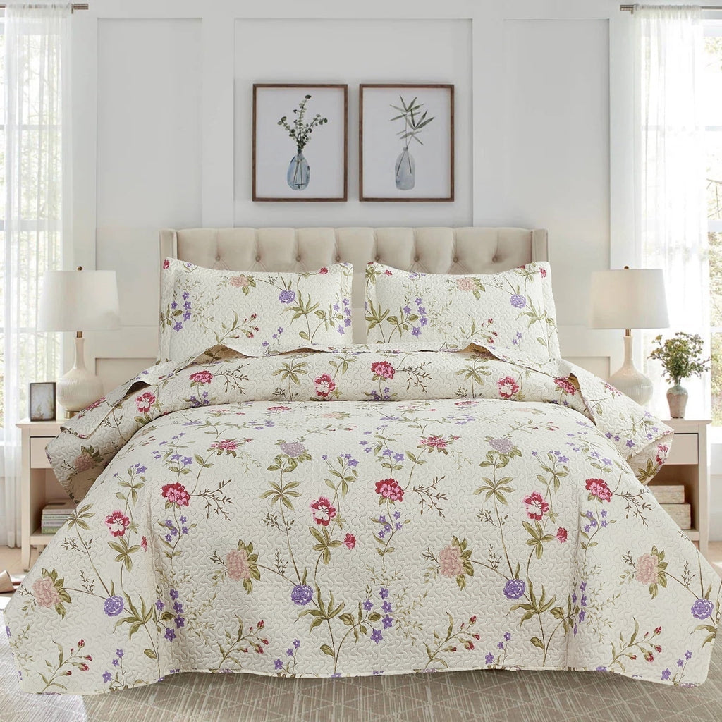 Vinmora™ Green Essen 3 Pcs Quilt Sets, Lightweight Microfiber - Premium Comforter Set by Vinmora™