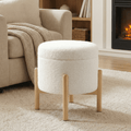Vinmora™ Modern Dowel Ottoman, Cream Boucle - Premium Bedding & Home by Vinmora™