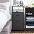 Vinmora™ 3 Drawer Fabric Nightstand with USB, Grey - Premium Bedding & Home by Vinmora™