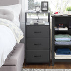 Vinmora™ 3 Drawer Fabric Nightstand with USB, Grey - Premium Bedding & Home by Vinmora™