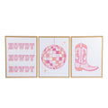 Vinmora™ 3 Pc Set Pink Western Theme Wall Art - Premium Bedding & Home by Vinmora™