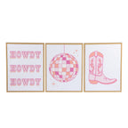 Vinmora™ 3 Pc Set Pink Western Theme Wall Art - Premium Bedding & Home by Vinmora™