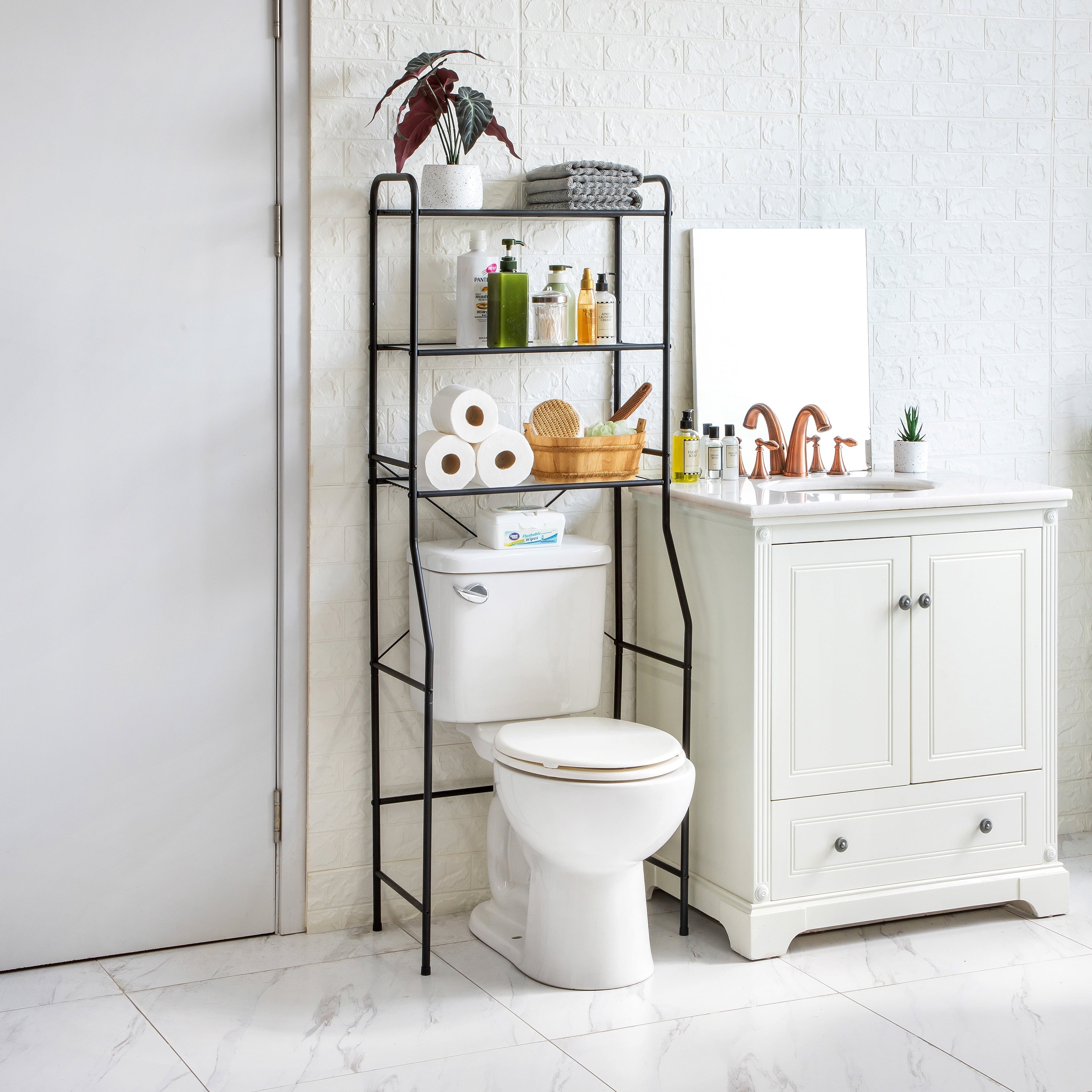 Vinmora™ Over-the-Toilet Steel Storage Unit with 3 Shelves and - Premium Bedding & Home by Vinmora™