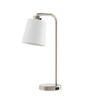 Vinmora™ Modern Desk Lamp with Outlet, Brushed Nickel Base - Premium Bedding & Home by Vinmora™
