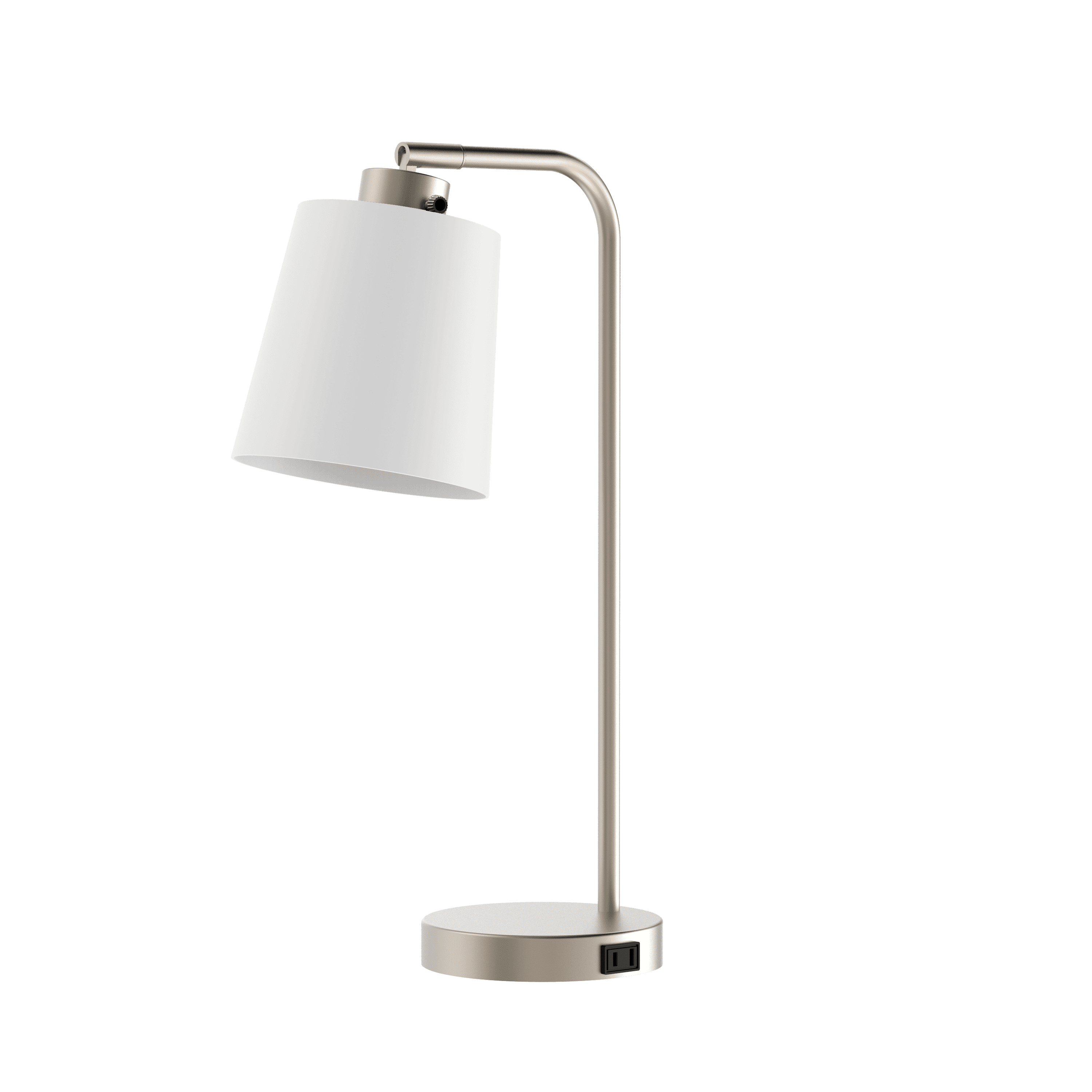 Vinmora™ Modern Desk Lamp with Outlet, Brushed Nickel Base - Premium Bedding & Home by Vinmora™