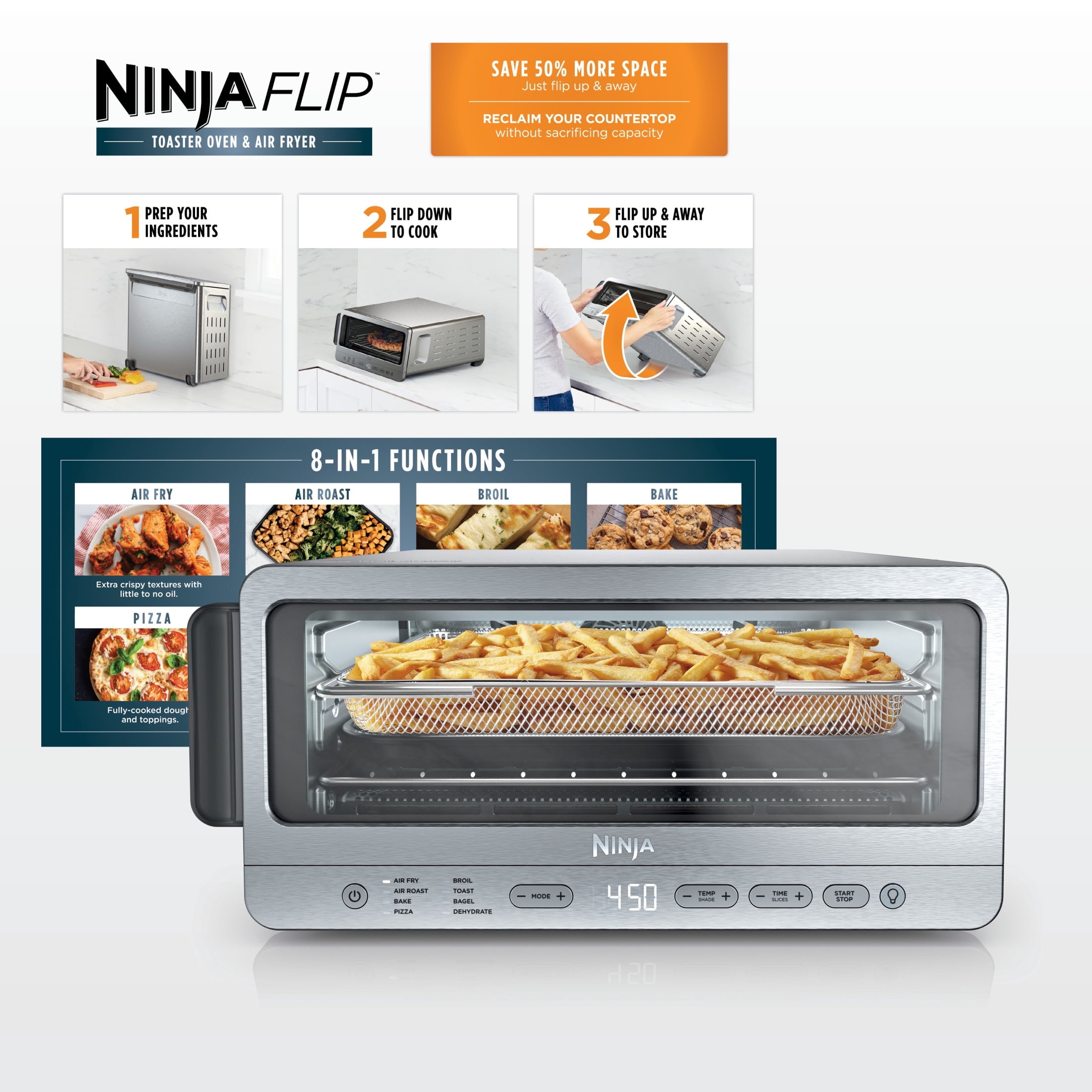 Vinmora™ Flip Toaster Oven & Air Fryer, 8-in-1 Functionality - Premium Kitchen Appliance by Vinmora™